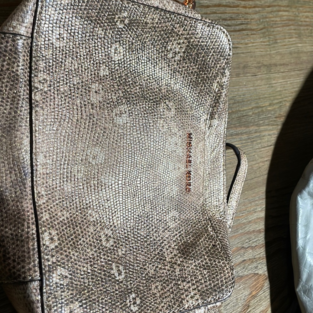 MICHAEL Michael Kors Metallic Rose Gold Snake-Embossed Crossbody